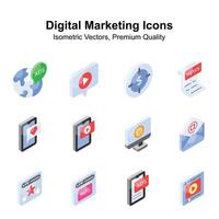 kreativ gefertigt Digital Marketing isometrisch Vektoren Satz, bereit zu verwenden im Websites und Handy, Mobiltelefon Apps