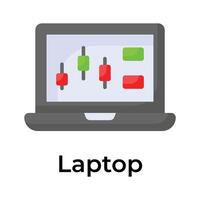 Lager Markt, Handel Instrumententafel Symbol, Vektor von Laptop im modern Stil