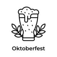 ikon av oktoberfest i trendig design stil, öl glas vektor