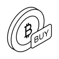 ha en se på detta Fantastisk isometrisk ikon av köpa bitcoin i trendig stil vektor