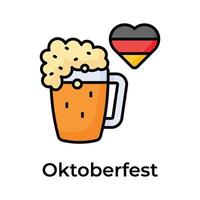 Fantastisk och unik ikon av oktoberfest i trendig design stil, öl glas vektor