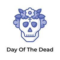 ett Fantastisk dag av de död- ikon i redigerbar stil, isolerat på vit bakgrund vektor
