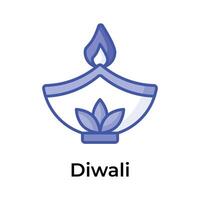 Diwali Dekoration, schön entworfen Symbol von Öl Lampe im modern Design Stil vektor