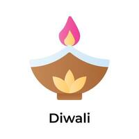 Diwali Dekoration, schön entworfen Symbol von Öl Lampe im modern Design Stil vektor