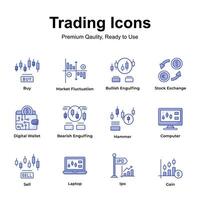 Prämie Qualität Pack von Handel Symbole, bereit zu verwenden und herunterladen vektor