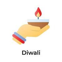 Diwali Dekoration, schön entworfen Symbol von Öl Lampe im modern Design Stil, Öl Lampe im Hand vektor