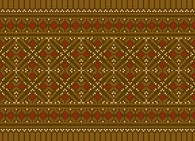 Kreuz Stich Grenze. Stickerei Kreuz Stich. ethnisch Muster. geometrisch ethnisch indisch Muster. einheimisch ethnisch Muster.Textur Textil- Stoff Kleidung Strickwaren drucken. Pixel horizontal nahtlos Vektor. vektor