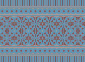 ethnisch geometrisch nahtlos Stoff Muster Kreuz Stich. Ikat Stickerei orientalisch Pixel Muster Sahne Hintergrund. abstrakt, vektor, illustration. Textur, Kreuz Stich, Schal, Dekoration, Motive, Tapete. vektor