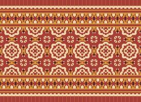 korsa sy broderi. etnisk mönster. inföding stil. traditionell design för textur, textil, tyg, Kläder, stickat, skriva ut. geometrisk pixel horisontell sömlös vektor. vektor