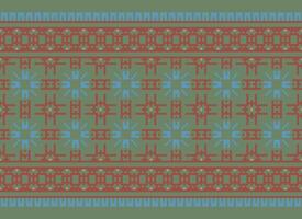 etnisk geometrisk sömlös tyg mönster korsa sy. ikat broderi orientalisk pixel mönster grädde bakgrund. abstrakt, vektor, illustration. textur, kors stygn, halsduk, dekoration, motiv, tapeter. vektor