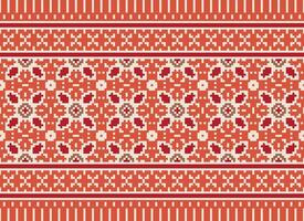 Kreuz Stich Stickerei. ethnisch Muster. einheimisch Stil. traditionell Design zum Textur, Textil, Stoff, Kleidung, Strickwaren, drucken. geometrisch Pixel horizontal nahtlos Vektor. vektor