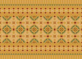 Kreuz Stich Stickerei. ethnisch Muster. einheimisch Stil. traditionell Design zum Textur, Textil, Stoff, Kleidung, Strickwaren, drucken. geometrisch Pixel horizontal nahtlos Vektor. vektor