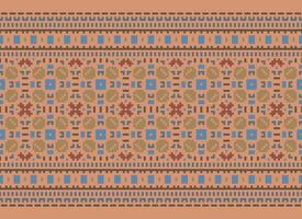 Kreuz Stich Grenze. Stickerei Kreuz Stich. ethnisch Muster. geometrisch ethnisch indisch Muster. einheimisch ethnisch Muster.Textur Textil- Stoff Kleidung Strickwaren drucken. Pixel horizontal nahtlos Vektor. vektor