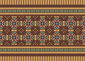 Kreuz Stich Grenze. Stickerei Kreuz Stich. ethnisch Muster. geometrisch ethnisch indisch Muster. einheimisch ethnisch Muster.Textur Textil- Stoff Kleidung Strickwaren drucken. Pixel horizontal nahtlos Vektor. vektor