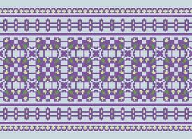 Kreuz Stich Grenze. Stickerei Kreuz Stich. ethnisch Muster. geometrisch ethnisch indisch Muster. einheimisch ethnisch Muster.Textur Textil- Stoff Kleidung Strickwaren drucken. Pixel horizontal nahtlos Vektor. vektor