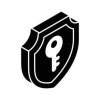 en trendig isometrisk ikon av privat nyckel, skydd nyckel vektor design