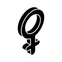 ett Fantastisk isometrisk ikon av kvinna symbol, maskulin begrepp vektor