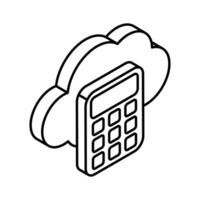 Taschenrechner mit Wolke, Wolke Berechnung Vektor Design, Wolke Taschenrechner Symbol