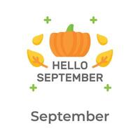 Hallo September Symbol im einzigartig und modisch Stil, bereit zu verwenden Vektor