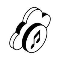 kreativ entworfen isometrisch Symbol von Wolke Musik, bereit zu verwenden im Websites und Handy, Mobiltelefon Apps vektor
