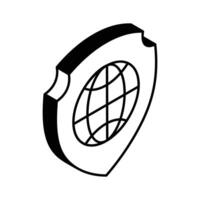 Welt Globus Innerhalb Sicherheit Schild zeigen Konzept Symbol von global Schutz vektor