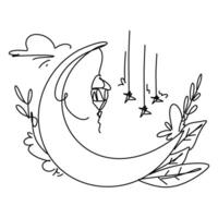 minimalistisch Ramadan Halbmond Mond eben Illustration Gekritzel Kunst vektor