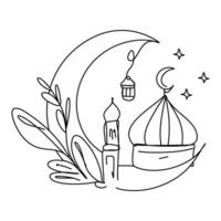 minimalistisk ramadan halvmåne måne platt illustration klotter konst vektor