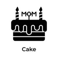 Kuchen mit Kerzen, Mütter Tag Feier, glücklich Mütter Tag Symbol vektor