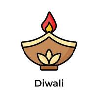 Diwali Dekoration, schön entworfen Symbol von Öl Lampe im modern Design Stil vektor