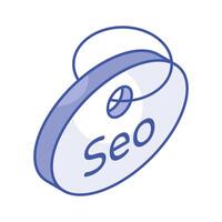 ein isometrisch Vektor von SEO Etikett im modern Stil, editierbar Symbol