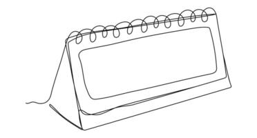 kontinuerlig lösa blad kalender med kopia Plats för text. horisontell se. dagordning tid ett linje konst illustration isolerat på vit bakgrund. vektor