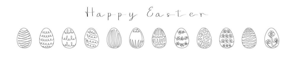 Ostern Eier. glücklich Ostern. schwarz und weiß2 vektor