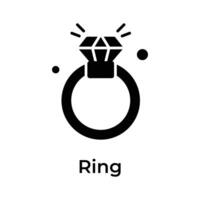 kreativt designad ikon av dyrbar diamant ringa, mödrar dag gåva vektor