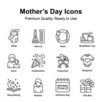 skaffa sig detta Fantastisk ikoner uppsättning av mödrar dag i modern design stil vektor