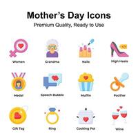 Prämie Qualität Mütter Tag Symbole Satz, editierbar Vektoren Pack