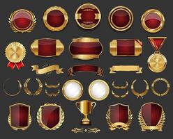 Luxus Gold und rot Etiketten retro Jahrgang Sammlung vektor