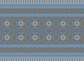 ethnisch geometrisch nahtlos Stoff Muster Kreuz Stich. Ikat Stickerei orientalisch Pixel Muster Sahne Hintergrund. abstrakt, vektor, illustration. Textur, Kreuz Stich, Schal, Dekoration, Motive, Tapete. vektor