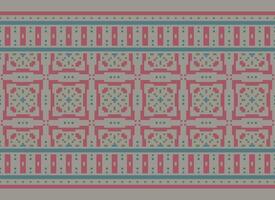 Kreuz Stich Grenze. Stickerei Kreuz Stich. ethnisch Muster. geometrisch ethnisch indisch Muster. einheimisch ethnisch Muster.Textur Textil- Stoff Kleidung Strickwaren drucken. Pixel horizontal nahtlos Vektor. vektor