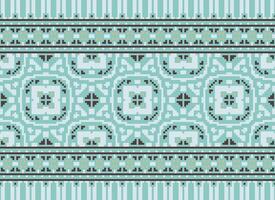 Kreuz Stich Grenze. Stickerei Kreuz Stich. ethnisch Muster. geometrisch ethnisch indisch Muster. einheimisch ethnisch Muster.Textur Textil- Stoff Kleidung Strickwaren drucken. Pixel horizontal nahtlos Vektor. vektor