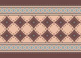 etnisk geometrisk sömlös tyg mönster korsa sy. ikat broderi orientalisk pixel mönster grädde bakgrund. abstrakt, vektor, illustration. textur, kors stygn, halsduk, dekoration, motiv, tapeter. vektor