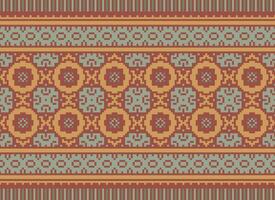 ethnisch geometrisch nahtlos Stoff Muster Kreuz Stich. Ikat Stickerei orientalisch Pixel Muster Sahne Hintergrund. abstrakt, vektor, illustration. Textur, Kreuz Stich, Schal, Dekoration, Motive, Tapete. vektor