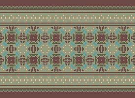 ethnisch geometrisch nahtlos Stoff Muster Kreuz Stich. Ikat Stickerei orientalisch Pixel Muster Sahne Hintergrund. abstrakt, vektor, illustration. Textur, Kreuz Stich, Schal, Dekoration, Motive, Tapete. vektor