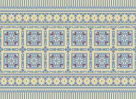 etnisk geometrisk sömlös tyg mönster korsa sy. ikat broderi orientalisk pixel mönster grädde bakgrund. abstrakt, vektor, illustration. textur, kors stygn, halsduk, dekoration, motiv, tapeter. vektor