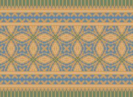 ethnisch geometrisch nahtlos Stoff Muster Kreuz Stich. Ikat Stickerei orientalisch Pixel Muster Sahne Hintergrund. abstrakt, vektor, illustration. Textur, Kreuz Stich, Schal, Dekoration, Motive, Tapete. vektor