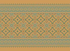 etnisk geometrisk sömlös tyg mönster korsa sy. ikat broderi orientalisk pixel mönster grädde bakgrund. abstrakt, vektor, illustration. textur, kors stygn, halsduk, dekoration, motiv, tapeter. vektor