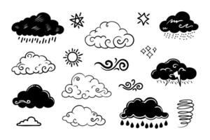 Vektor-Set von Wetter-Doodle-Elementen für Designzwecke vektor