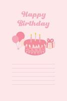 födelsedag rosa söt kort vektor