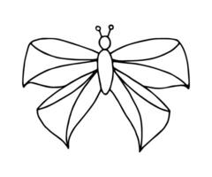einfach handgemalt Vektor skizzieren im schwarz Umriss. stilisiert abstrakt Motte Schmetterling isoliert auf ein Weiß Hintergrund. zum Drucke, Kinder- Färbung, Geschenk Design, Gruß Karten, Etiketten. Insekten, Natur
