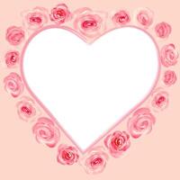 Aquarell Blumen- Herz Rahmen mit Rosa gemalt Rosen. Hand gezeichnet Blumen Illustration. Design zum Einladung, oder Gruß Karten. Vektor Folge.