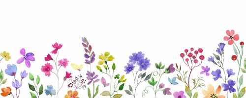 Aquarell Blumen- Grenze. Hand gezeichnet Illustration. Vektor Folge.